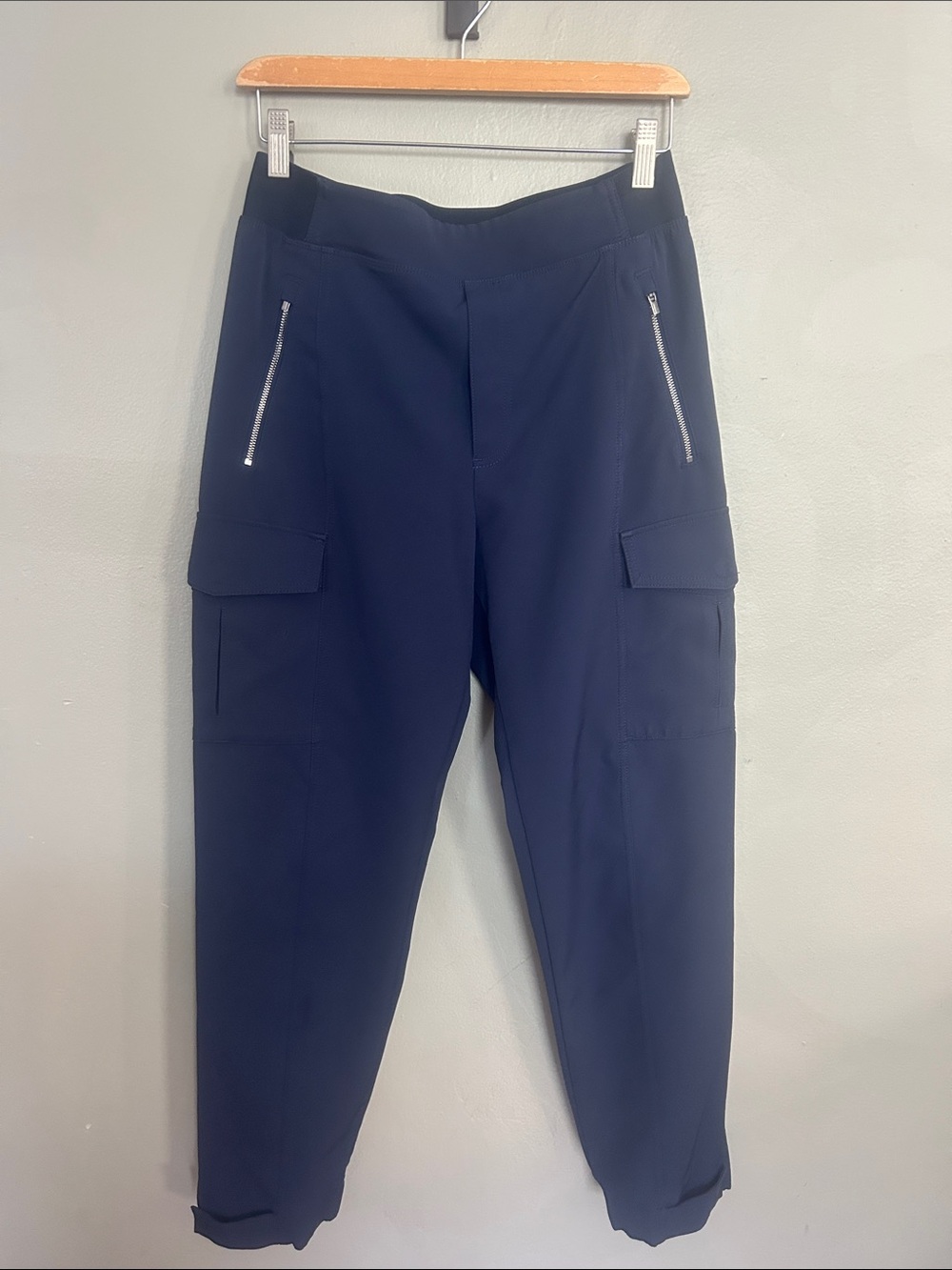 Athleta Navy Cargo Joggers with Zip Pockets
